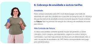 Informações sobre anuidade no novo contrato do cartão de crédito DM